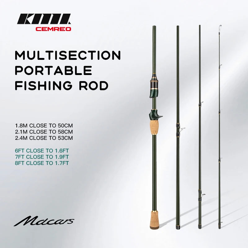 Multisection Portable Fishing Rod 1.8m/2.1m/2.4m Spinning Baitcasting Travel Rod Light Weight Carbon Fiber Rod for Fishing
