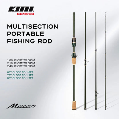 Multisection Portable Fishing Rod 1.8m/2.1m/2.4m Spinning Baitcasting Travel Rod Light Weight Carbon Fiber Rod for Fishing