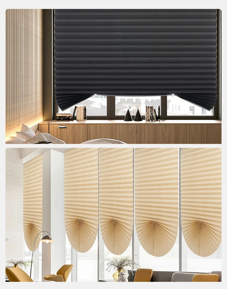 1 PC Easy Installation Window Shades Non-woven Fabric Pleated Zebra Blinds Roller Room Blackout Curtain For Living Room Balcony