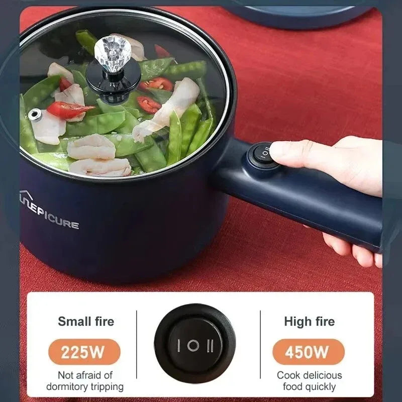 Non-stick Multifunctional Electric Skillet For Dormitory and Home Use Single/Double Layer Hot Pot Electric Rice Cooker 220V