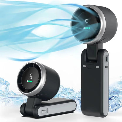 2026 NEW Handheld Turbo Fan Wearable Personal Desk Fan Small Mini Fan With Smart Digital Display Folding