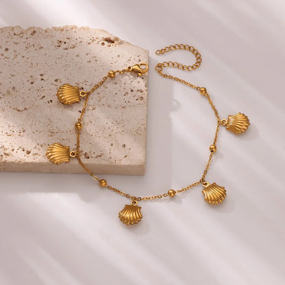 316L Stainless Steel Starfish Shell Charms Anklet For Women Fashion Gold Color Chain Summer Beach Aesthetic Jewelry Accessories