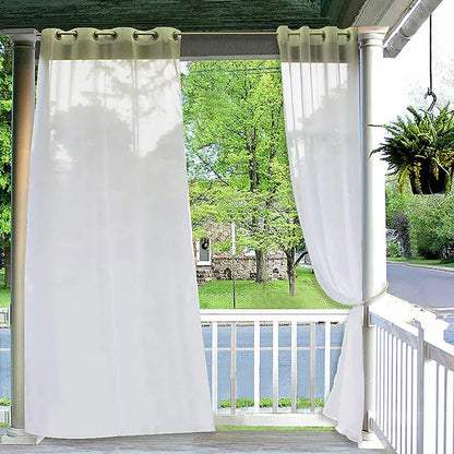 1 Pcs Outdoor Waterproof Sheer Curtain Translucent Bedroom Indoor Blackout Curtain Porch Pergola Patio Pavilion Terrace Curtains