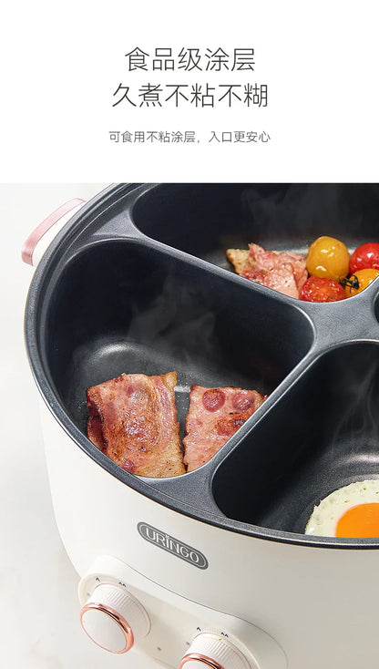 Mandarin duck electric hot pot four-square box multi-functional household 6L large-capacity electric cooking pot new model