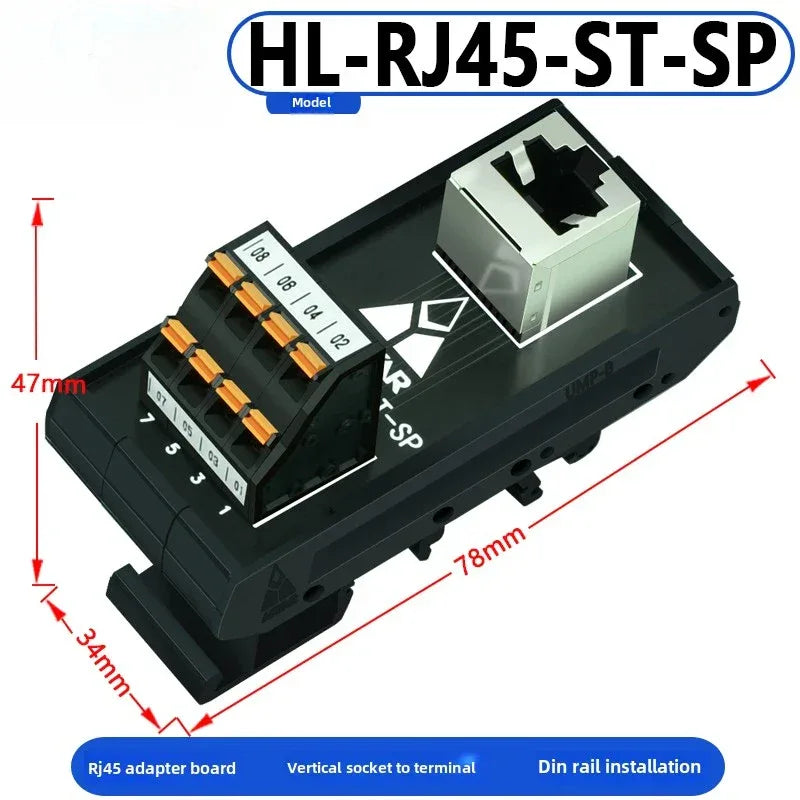 RJ45 adapter terminal RJ45 adapter terminal Cat5e Cat6 adapter board network port DIN35 guide rail installation