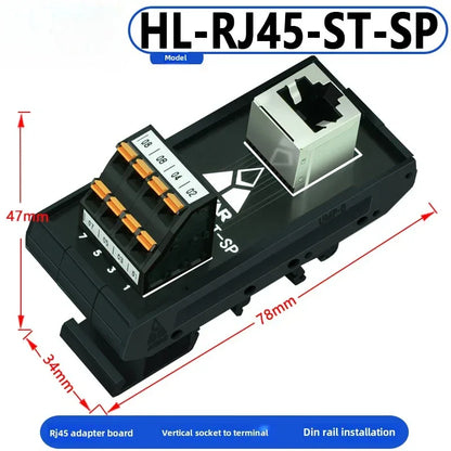 RJ45 adapter terminal RJ45 adapter terminal Cat5e Cat6 adapter board network port DIN35 guide rail installation
