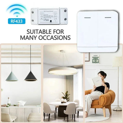 Tuya WIFI Switch 433MHz Smart Home Automation Relay Module 1/2/3 Gang Wireless Wall Switch Home Control Works with Alexa Google