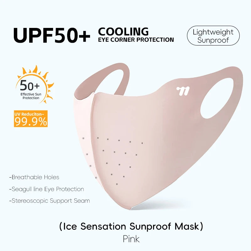 WEST BIKING Summer Sunscreen Traceless Mask 3D Ice Silk Breathable UV Protection Mask Summer Outdoor Sport Cycling Sports Masks