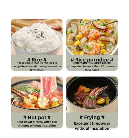 220V 1.8L Ball Handle Electric Heating Pot Multi-functional Household Rice Cooker Easy To Clean 4-in-1 Steaming Frying Rinsing