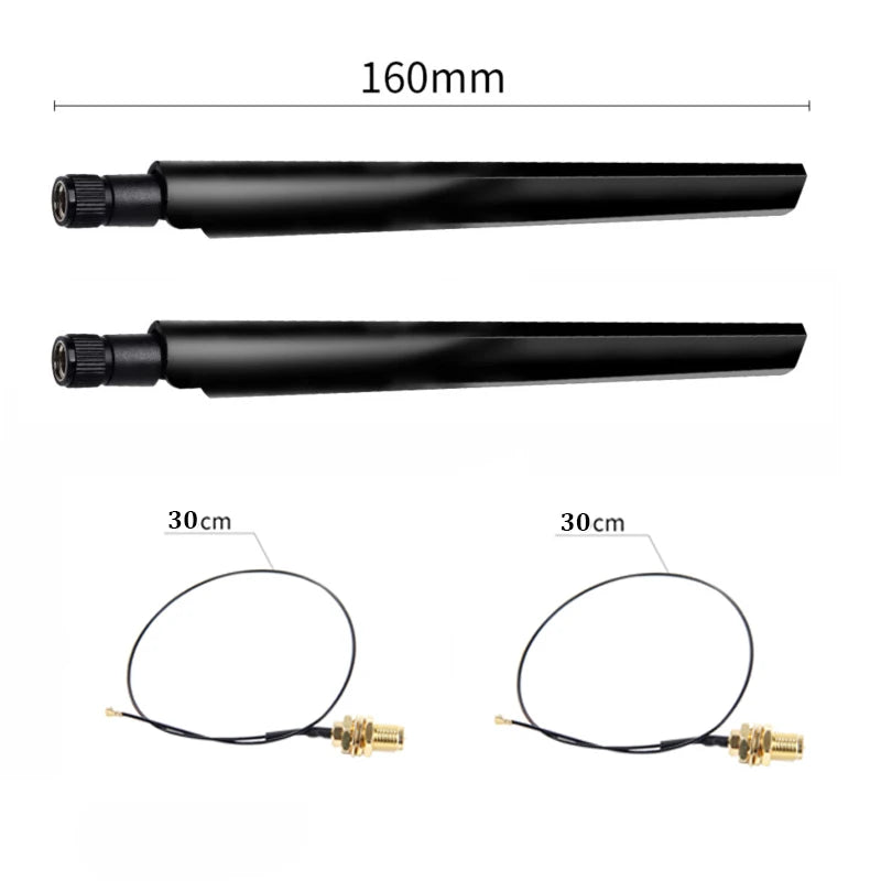 NEW Dual band 5dbi Wireless WiFi Antenna RP-SMA + MHF4 Pigtail Cable for NGFF M.2 Card AX210 AX200 9260 3G/4G Module
