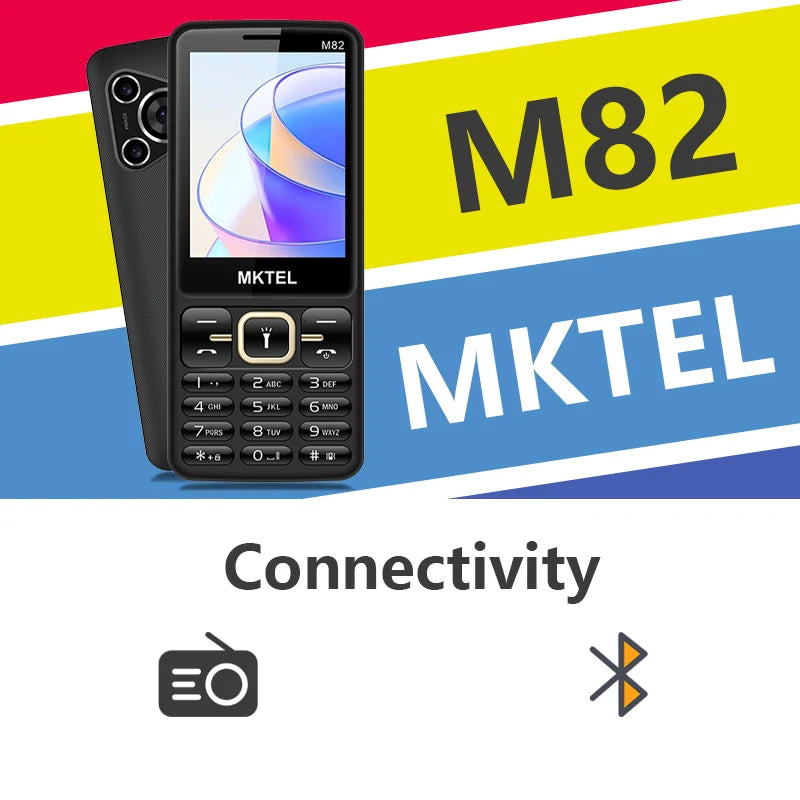 MKTEL M82 Feature Phone Large Keypad 2.8" Dual SIM 1800mAh Bluetooth MP3 Camera Mini Phone