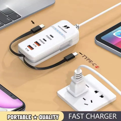 66W Muti Ports USB Type C Charger Socket EU/US/UK Fast Charging Plug Wall Adapter For Xiaomi Samsung Xiaomi Charger Power Strip