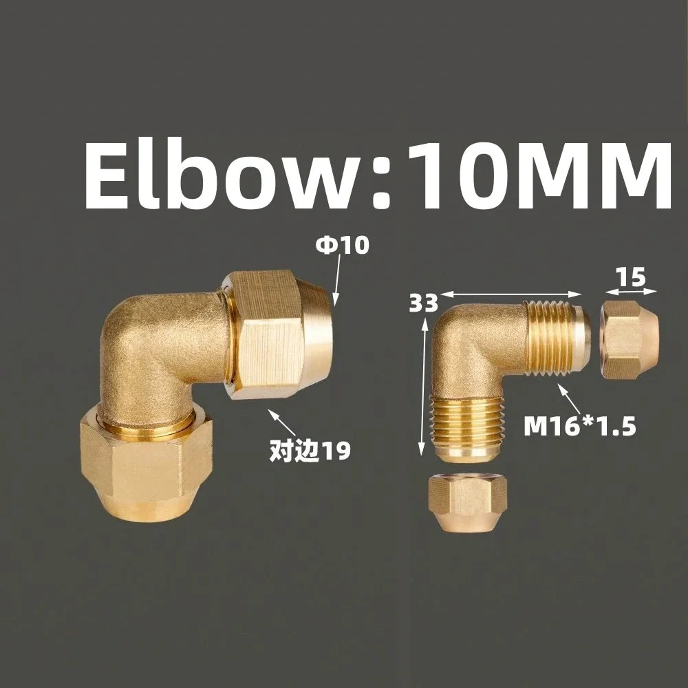 1pcs Flared Brass Straight through pipe fittings 6/8/10/12/14mm Tube connector Fitting Air conditioning extension tool Fitting