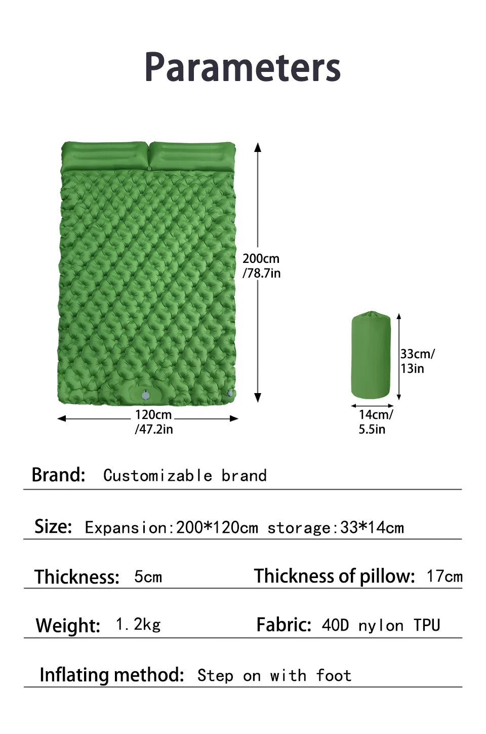 Outdoor Camping Sleeping Pad Folding Sleep Mat Beach Inflat Mattress with Pillows Ultralight Air Mat Travel Hiking New
