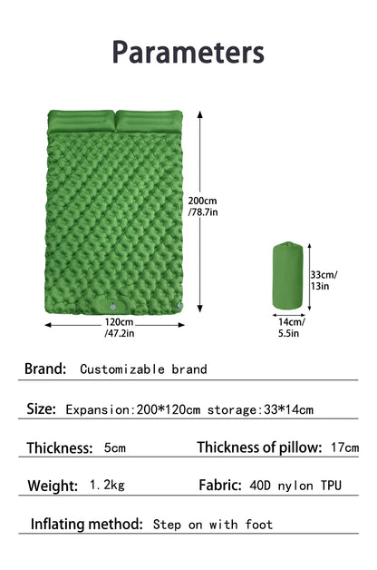 Outdoor Camping Sleeping Pad Folding Sleep Mat Beach Inflat Mattress with Pillows Ultralight Air Mat Travel Hiking New