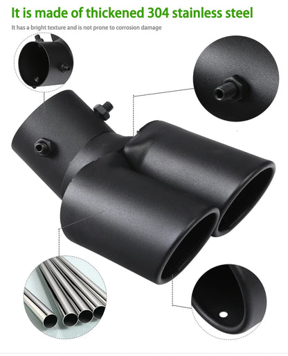 Universal Dual Exhaust Tip Stainless Steel Slant Cut Tip for Car Exhaust Pipe Extension Modification Decoration Muffler Tailpipe