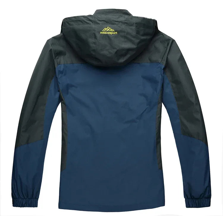 Men's Autumn Hiking Jacket Hooded Removable Waterproof Lightweight Rain Coat Trekking Outdoor Camping Casual Sportswear