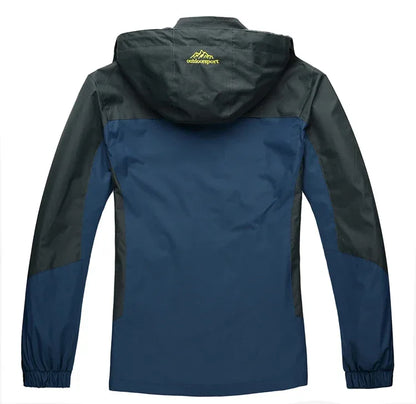 Men's Autumn Hiking Jacket Hooded Removable Waterproof Lightweight Rain Coat Trekking Outdoor Camping Casual Sportswear