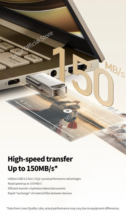 Lexar JumpDrive D40T Encrypted Metal Pen Drive USB 3.2 Type-C Type-A High Speed USB Disk 128GB Flash Memory for PC