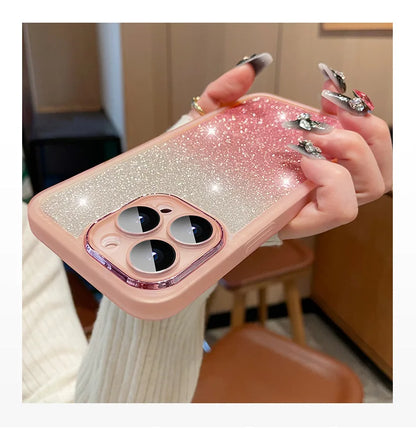 Fashion Bling Glitter Phone Case  For iPhone 16 E 15 Pro Max 14 Plus 13 12 11 Luxury Shockproof Bumper Silicone Clear Back Cover