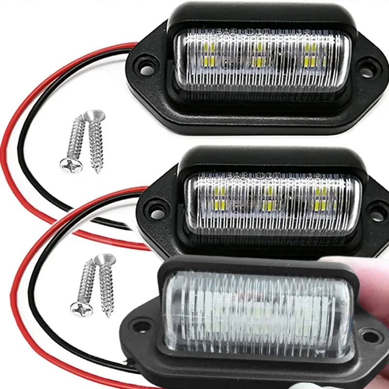 6 LED Universal Car License Light for SUV Truck Trailer Van Tag Step Lamp White Bulbs Car License Plate Lights Car Accessories