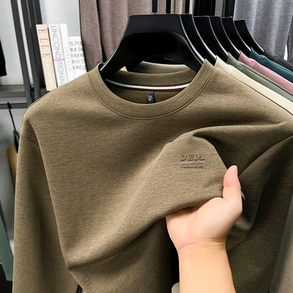 Sweatshirt Men 2025 New Style Spring and Autumn Men's Long Sleeved T-shirt Pure Cotton Round Neck Top T-shirt Base Shirt Trendy