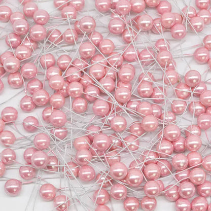 50Pcs/lot Mini Artificial Flower Fruit Stamens Cherry Christmas Plastic Pearl Berries for Wedding DIY Gift Box Decorated Wreaths