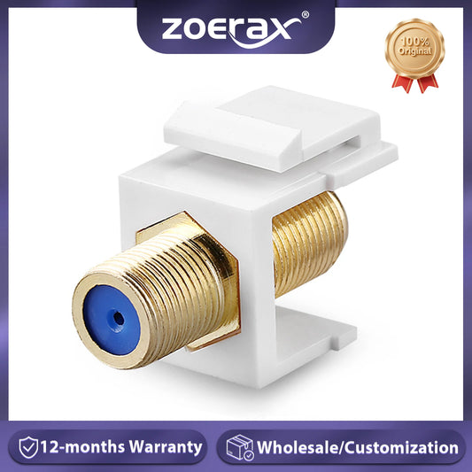 ZoeRax 10-Pack Coaxial Keystone Jack Insert, Gold-Plated RG6 Keystone Jack Insert F-Type Keystone Connectors by PDG ibma