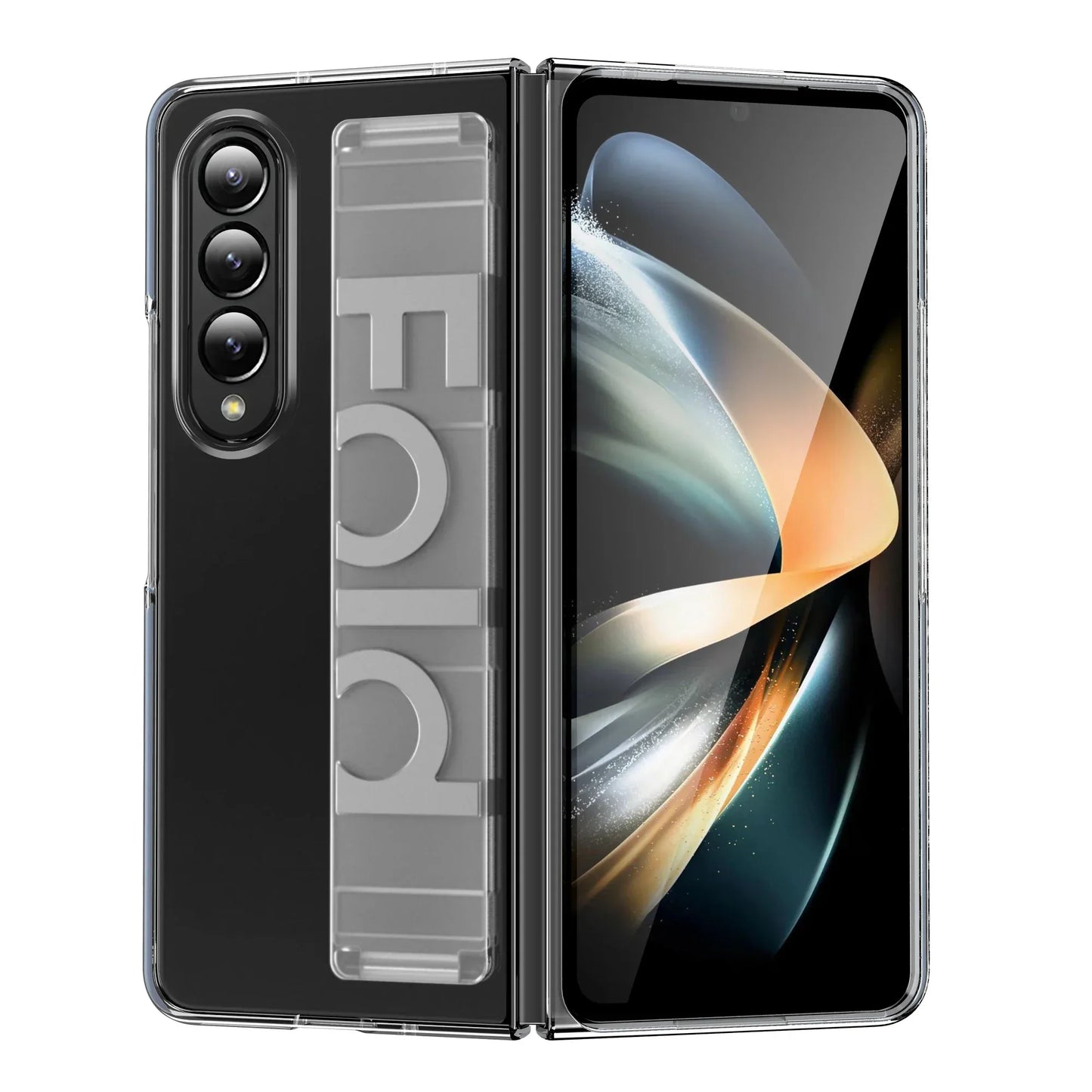 Ultra-thin Matte Silicone Wrist Strap Case For Samsung Galaxy Fold 7 6 5 4 3 Transparent Folding Shockproof Hard Back Cover