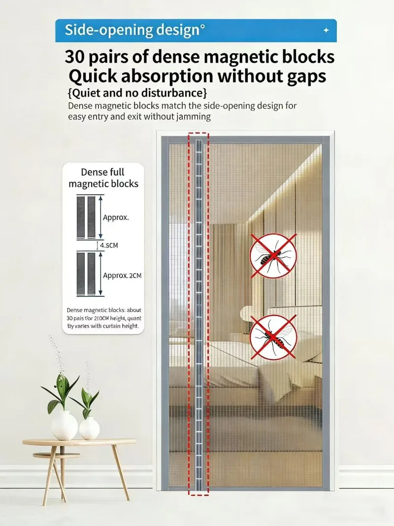 Diamond mesh mosquito proof door curtain, summer mosquito net, magnetic mesh curtain,self-adhesive,home use,no punching required