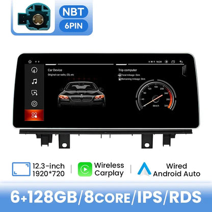 Wireless Carplay Android 12 12.3 Inch IPS 1920*720P Car Multimedia Player For BMW X1 F48 2016 2017 NBT System 4G Wifi Navigation