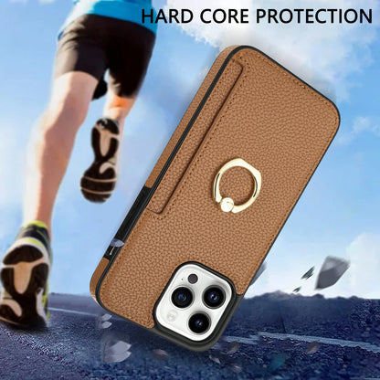 Leather Wallet Phone Case for iPhone Air 17 16 15 14 13 12 11 Pro Max XS XR X 7 8 Plus Ring Holder Card Solt Litchi Stand Cover