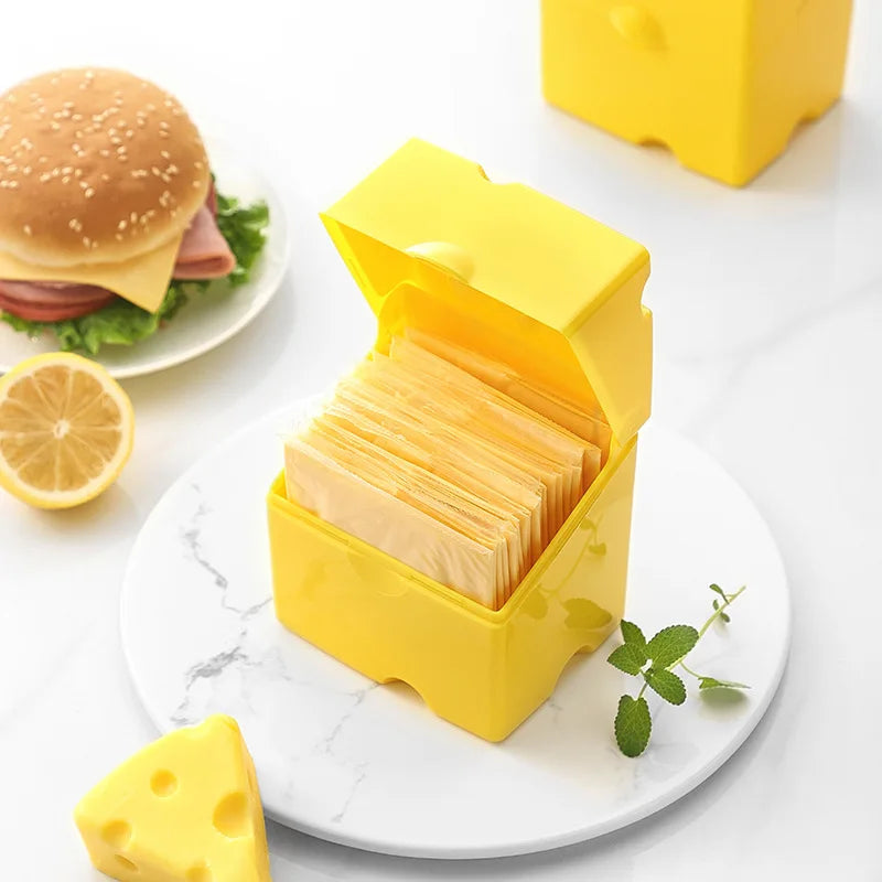 Plastic Sliced Cheese Storage Container with Lid And Holder Flip Top Butter Block Box Cheese Slice Saver Kitchen Organizer