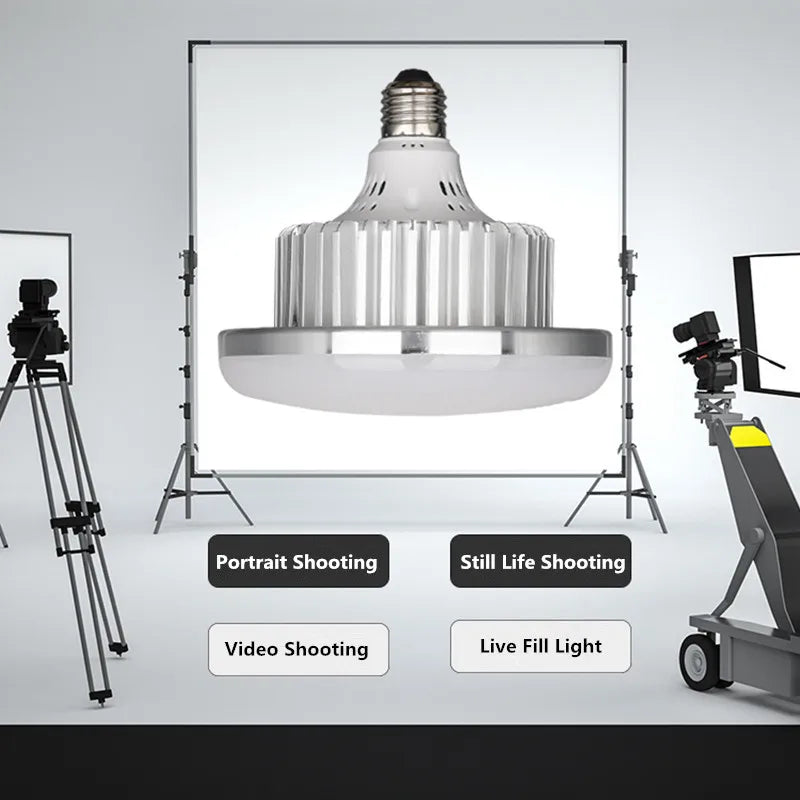 85W LED Photographic Lighting Bulbs E27 Base Lamp With Remote Control Dimmable Daylight Bulb For Photo Studio Softbox