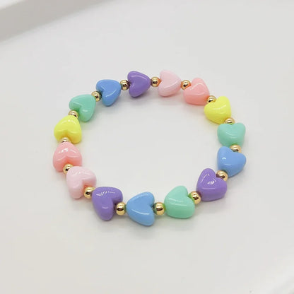 KKBEAD Candy Color Heart Bracelets for Girl Gift Letter MAMA Jewelry Mother's Day Gifts Stretch Bracelet for Women Pulseras