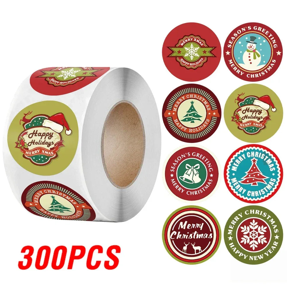 100-500Pcs Gold Snowflake Christmas Stickers Candy Bag Envelopes Sealing Label Christmas Gifts Box Decorations Sticker