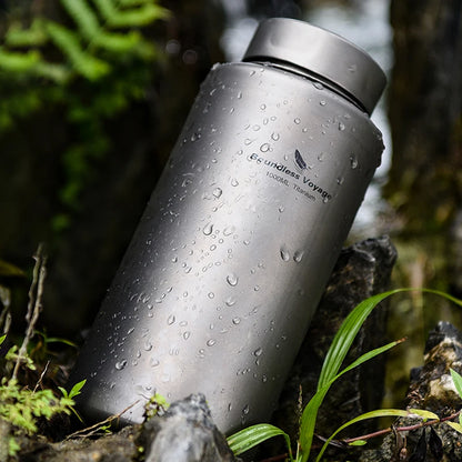 Boundless Voyage Sports Bottle 1000ml, Titanium Water Bottle Wide Mouth, Camping Hiking Cycling Drinkware, Tea Coffee Canteen