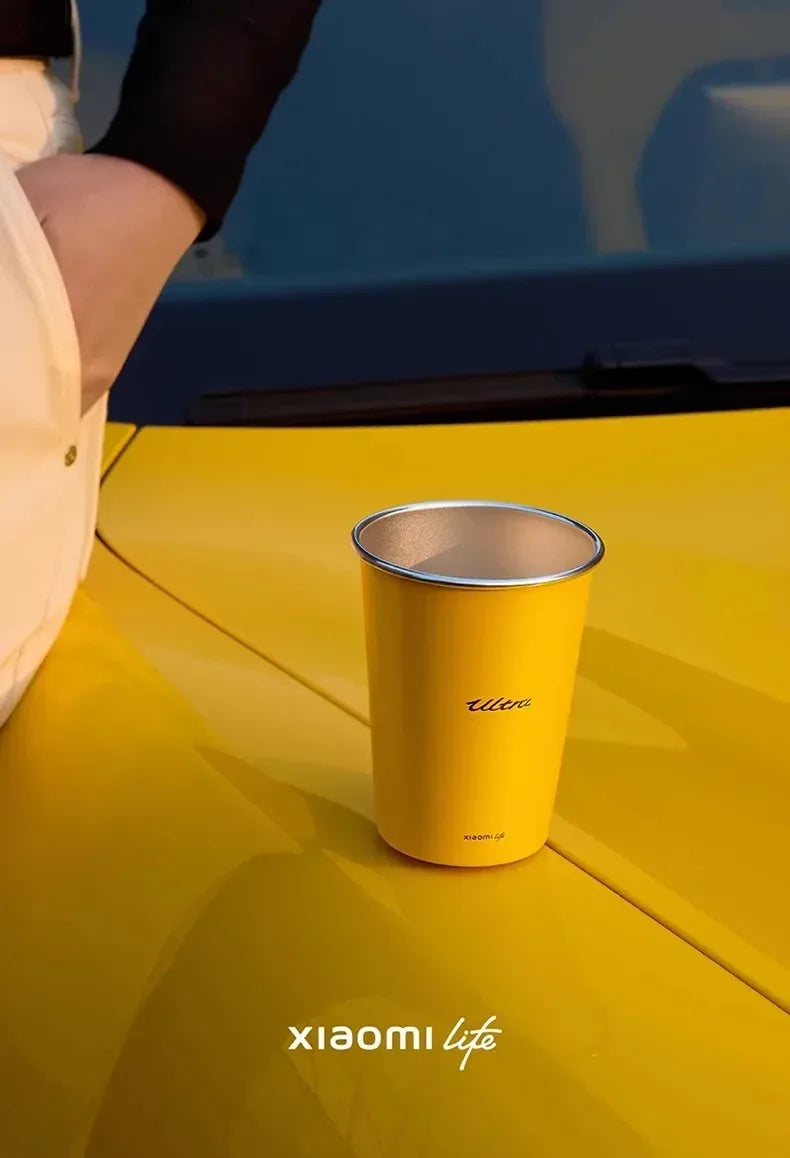 Mijia Life Ultra Yellow 304 Stainless Steel Drinking Cup 350ML Single-layer Rolled Edge Beer Outdoor Car Stacked Cold Drink Cup
