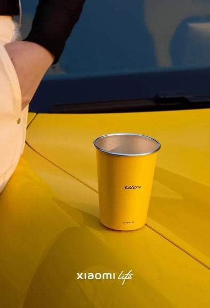 Mijia Life Ultra Yellow 304 Stainless Steel Drinking Cup 350ML Single-layer Rolled Edge Beer Outdoor Car Stacked Cold Drink Cup
