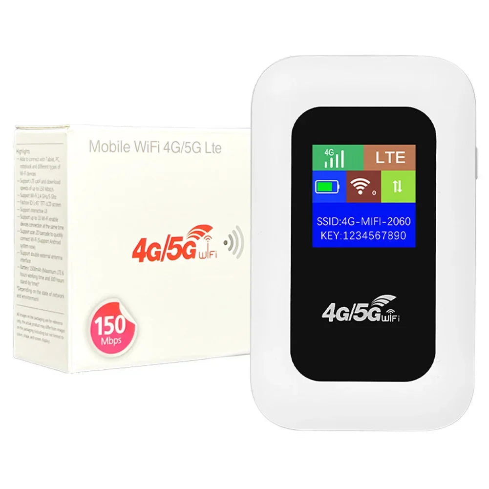 4G/5G Mobile WIFI Router 150Mbps 4G LTE Wireless Router 3500mA Portable Pocket MiFi Modem with Sim Card Slot Mobile WiFi Hotspot