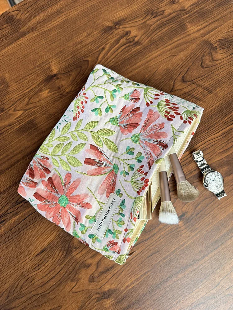 Ins Floral Cosmetic Bag Women Clutch Bag Makeup Bags Portable Skincare Storage Bags Toilet Bag Makeup Pouch Travel Organizer