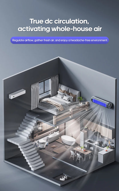 New Wall Mounted Air Conditioning Fan 2000mAh 3 Speeds Adjustable Vertical Non-drilling Circulating Fan Home Quiet Tower Fan