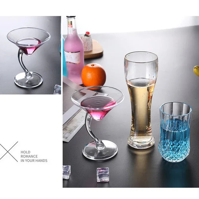 Acrylic Cocktail Cup Unbreakable Wine Glass Home Wedding Party Bar Goblet Red Juice Wine Drinking Glasses Bar Tools