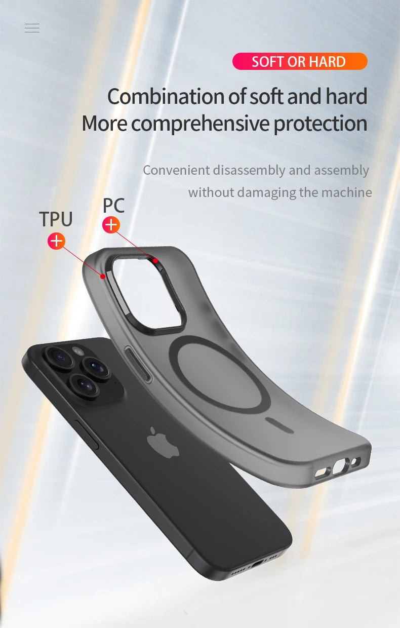 Magnetic Wireless Charge For Magsafe Case for iphone 17 Air 16E 16 15 14 13 12 11 iphone17 Pro Max Plus Matte TPU Bumper Cover