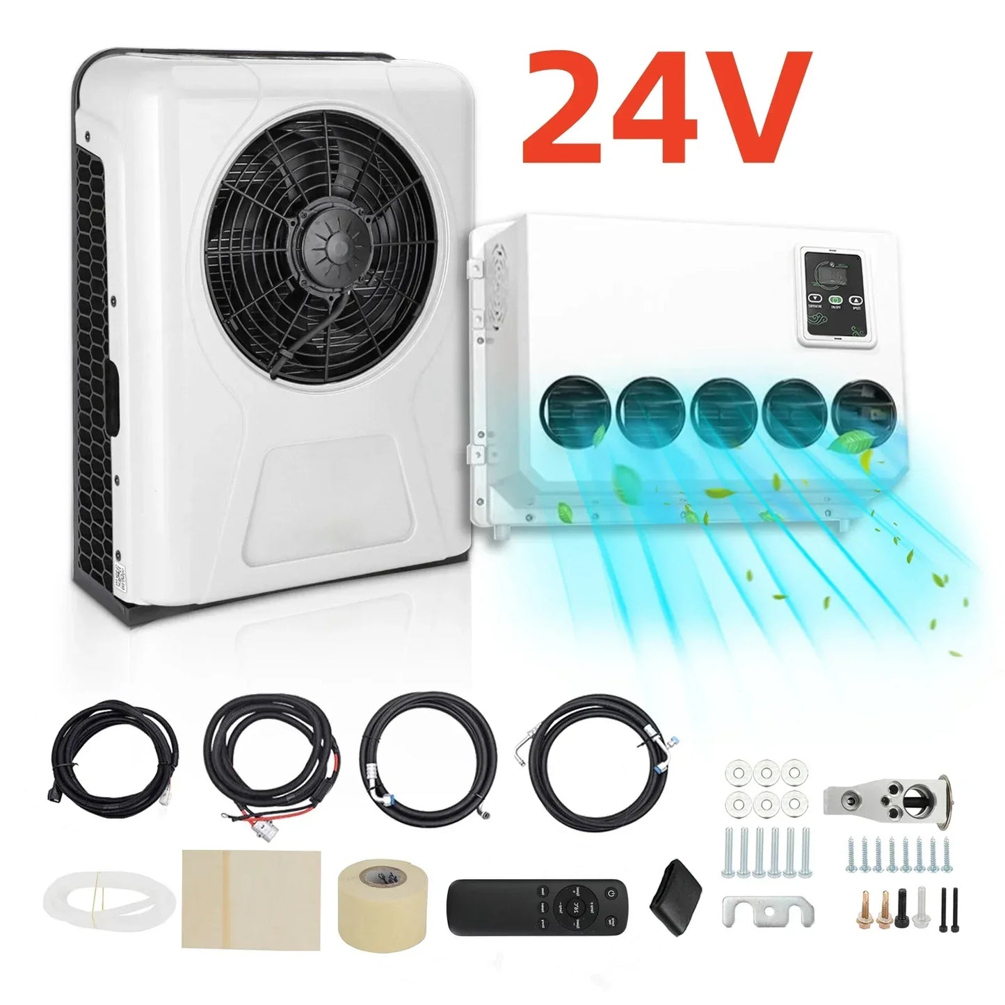 Treeligo Cooling Electric Car Split Air Conditioner 12V Parking Air Conditioning 24V For RV Truck Tractor Camper Van Motorhome