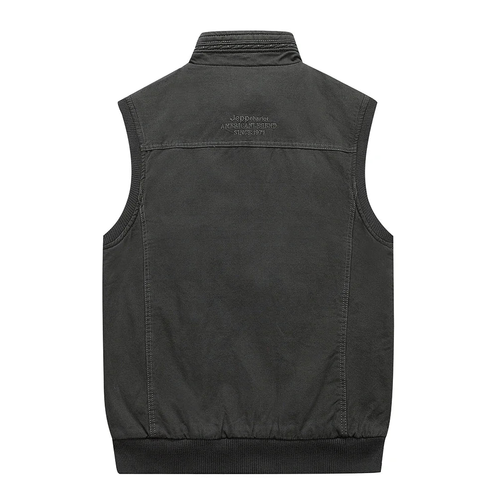 Gilets en coton multipoches pour hommes, grandes tailles XL à 5XL, vestes sans manches pour hommes, printemps-automne, gilets de pêche, gilets de photographie à col.