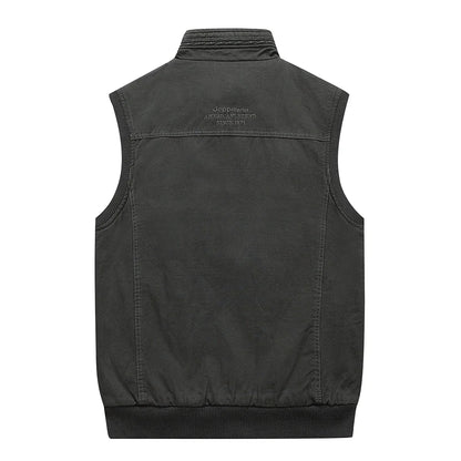 Gilets en coton multipoches pour hommes, grandes tailles XL à 5XL, vestes sans manches pour hommes, printemps-automne, gilets de pêche, gilets de photographie à col.