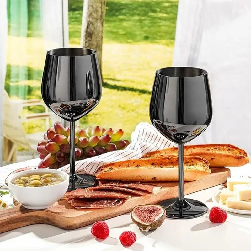500ml Stainless Steel Wine Glass Goblet 304 Rose Gold Silver Gold Color, Durable Metal Cup for Red Wine Champagne Bar Party