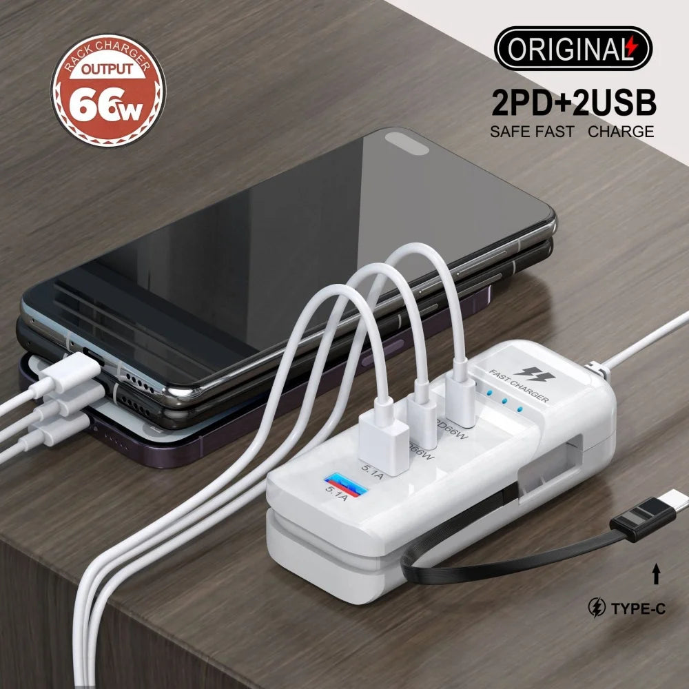 66W Muti Ports USB Type C Charger Socket EU/US/UK Fast Charging Plug Wall Adapter For Xiaomi Samsung Xiaomi Charger Power Strip