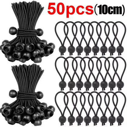 50/10pcs Bungee Ball Tarps Canvas Tarpaulin Flagpole Ties Cord Ends Elastic Rope Lace Fixed Boat Pole Camping Tent Accessories